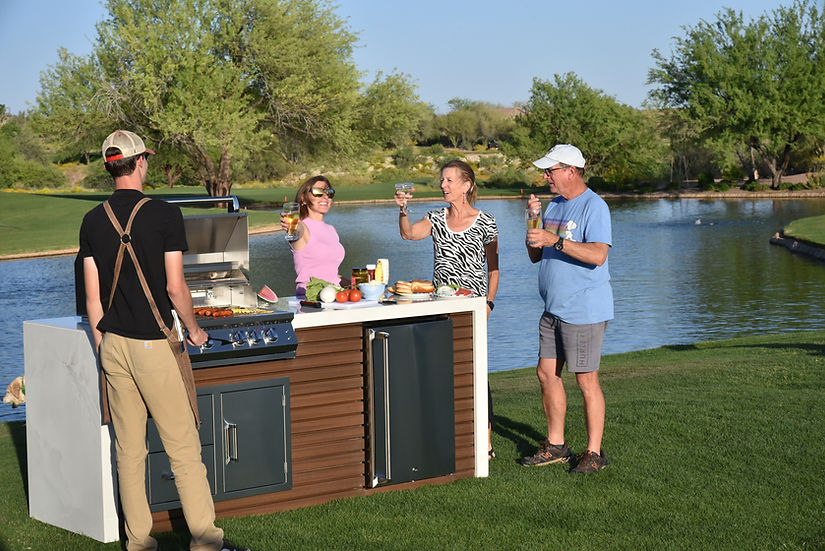 Professional Shiplap Outdoor Kitchen KoKoMo Grill With Waterfall Edge - Image 10