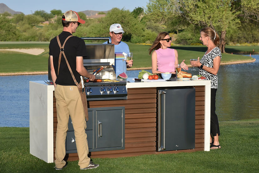 Professional Shiplap Outdoor Kitchen KoKoMo Grill With Waterfall Edge - Image 6