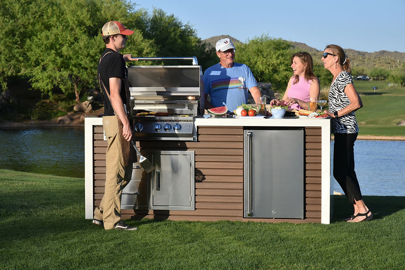 Professional Shiplap Outdoor Kitchen KoKoMo Grill With Waterfall Edge - Image 8