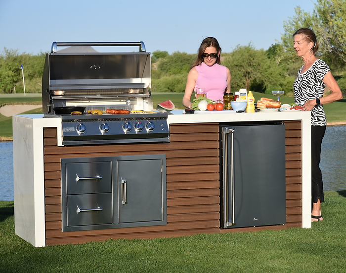 Professional Shiplap Outdoor Kitchen KoKoMo Grill With Waterfall Edge - Image 11