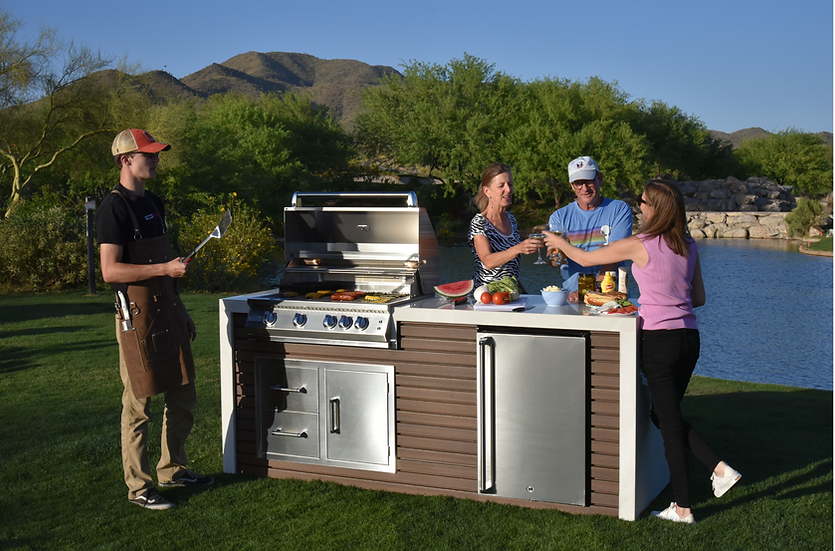 Professional Shiplap Outdoor Kitchen KoKoMo Grill With Waterfall Edge - Image 12